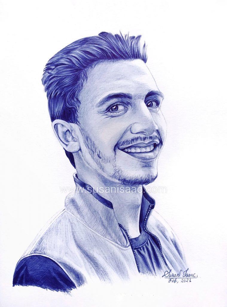 Retrato con bolígrafo de chico joven