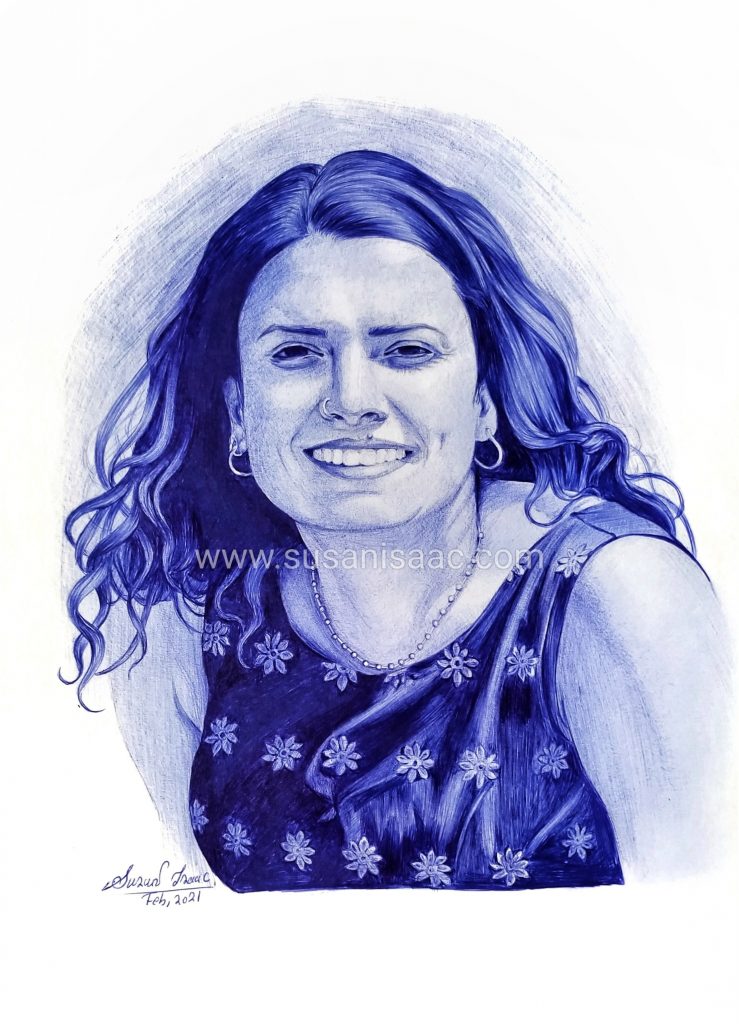 Retrato con bolígrafo de mujer madura