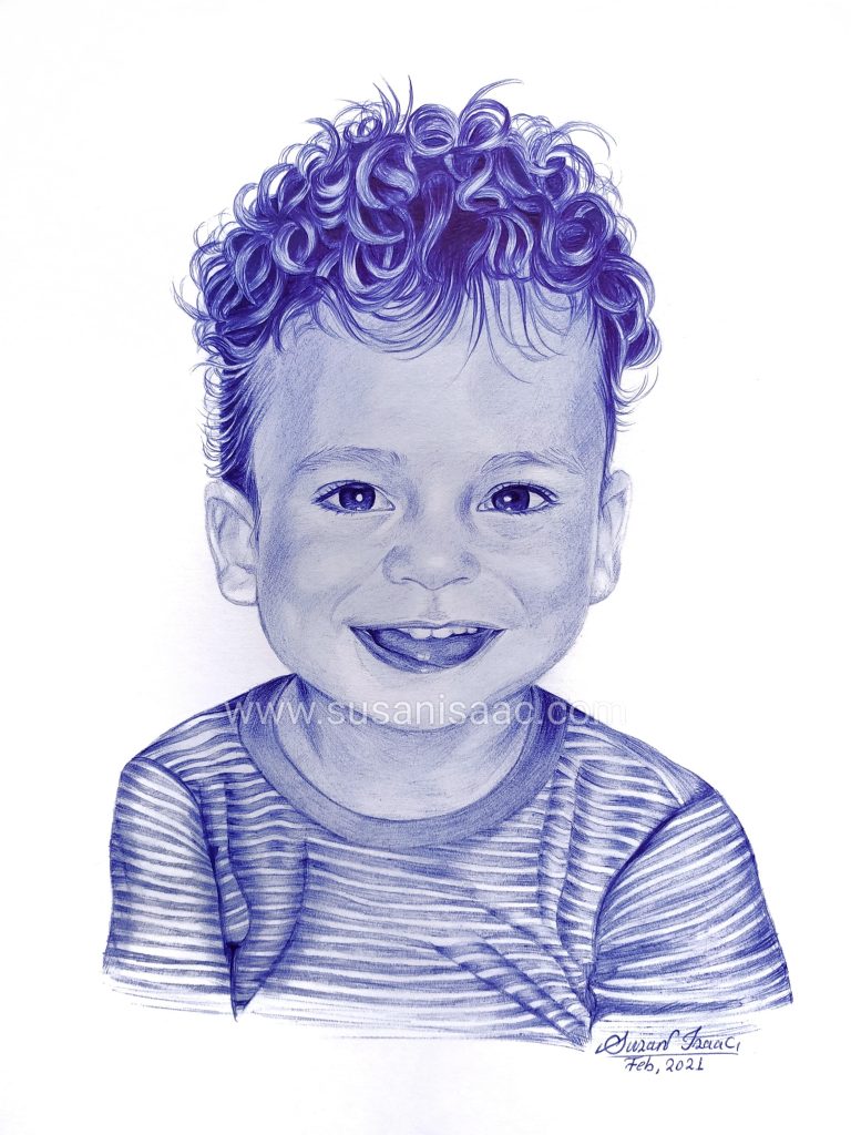 Retrato con bolígrafo de niños