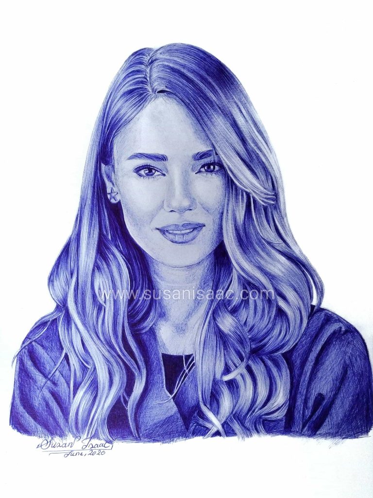 Retrato con bolígrafo de mujer