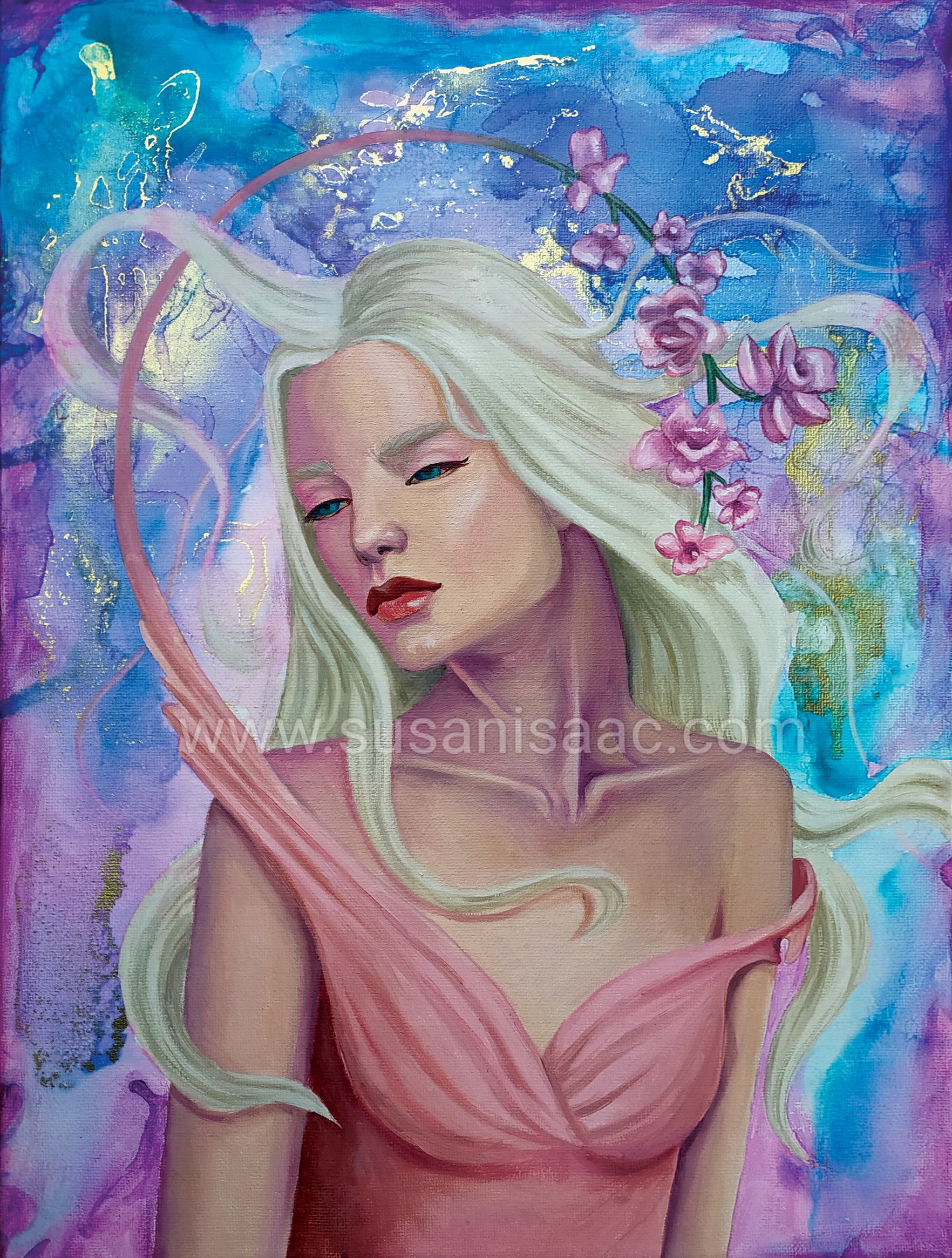 Ilustración. Fantasía. Mariposas. Chica joven