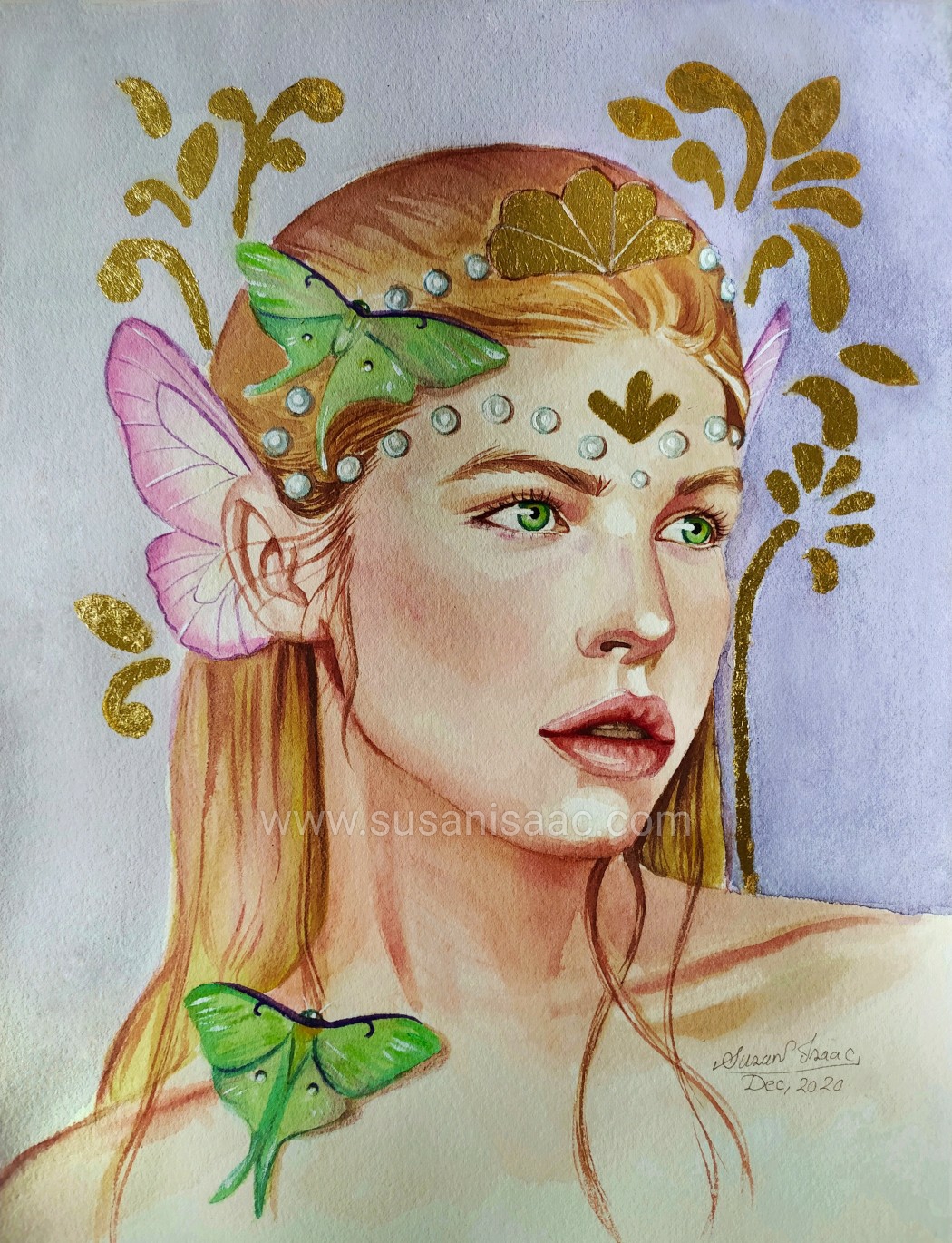 Ilustración. Fantasía. Mariposas. Chica joven