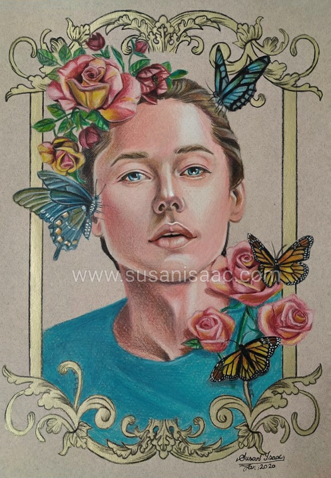 Ilustración. Fantasía. Mariposas. Flores. Chico joven