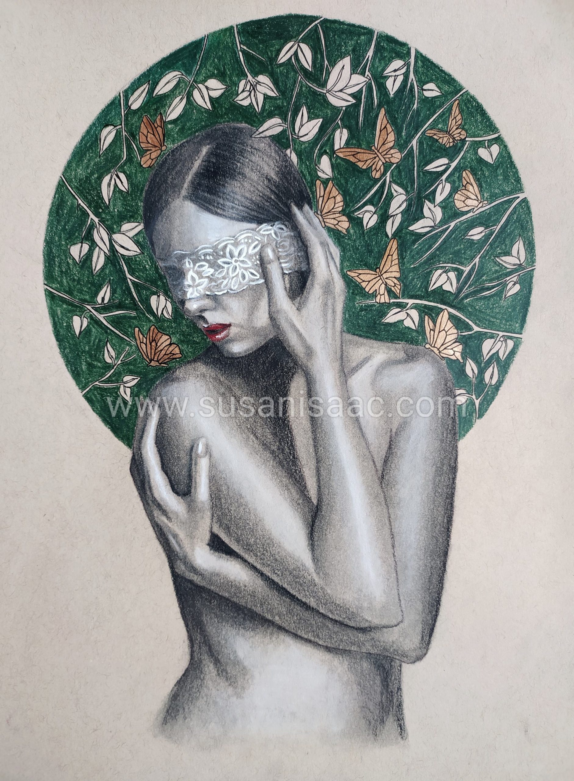 Ilustración. Fantasía. Mariposas. Chica joven