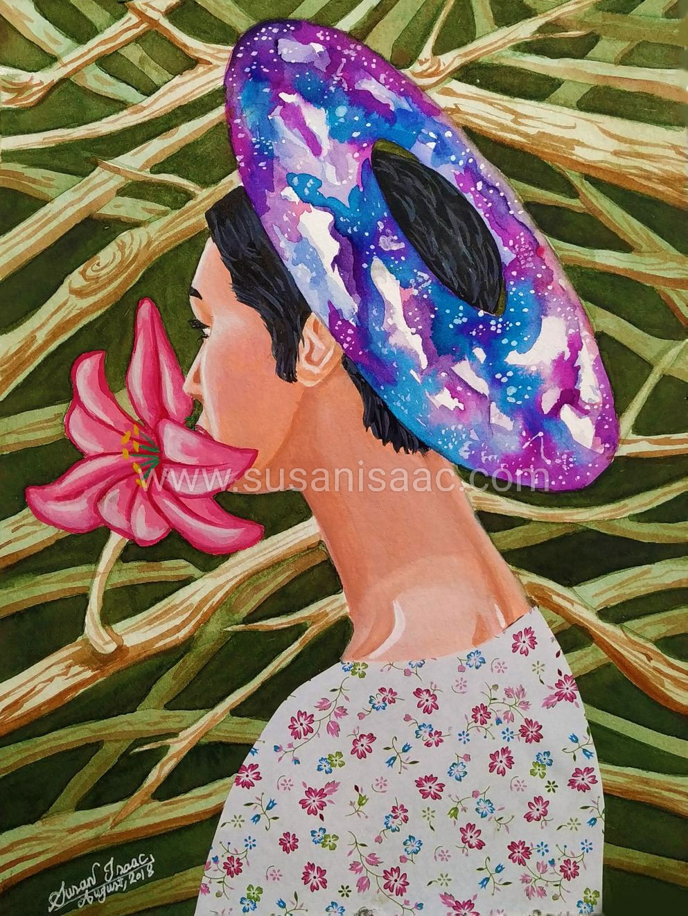 Ilustración. Fantasía. Flores. Aro cabeza