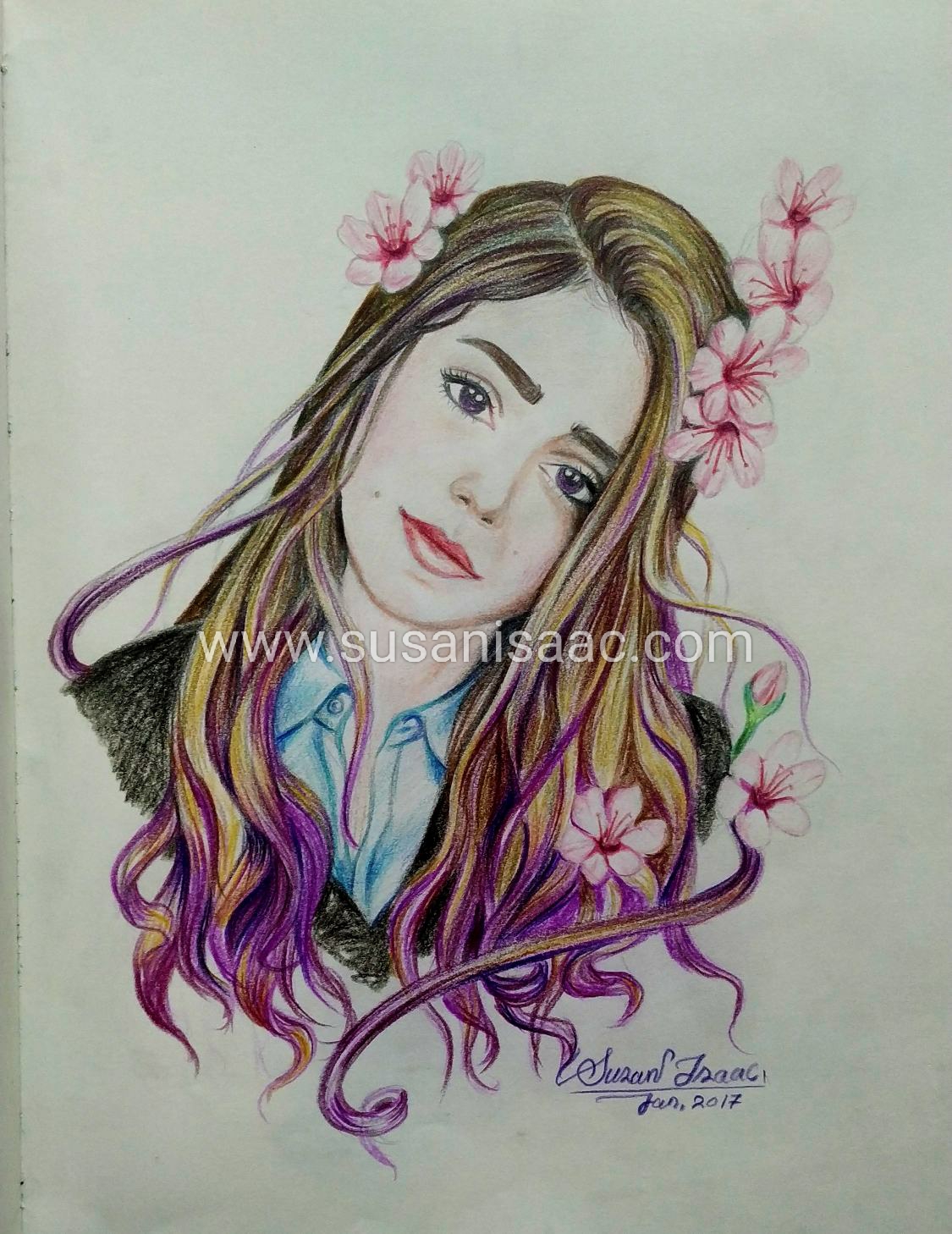 Ilustración. Fantasía. Flores. Chica joven