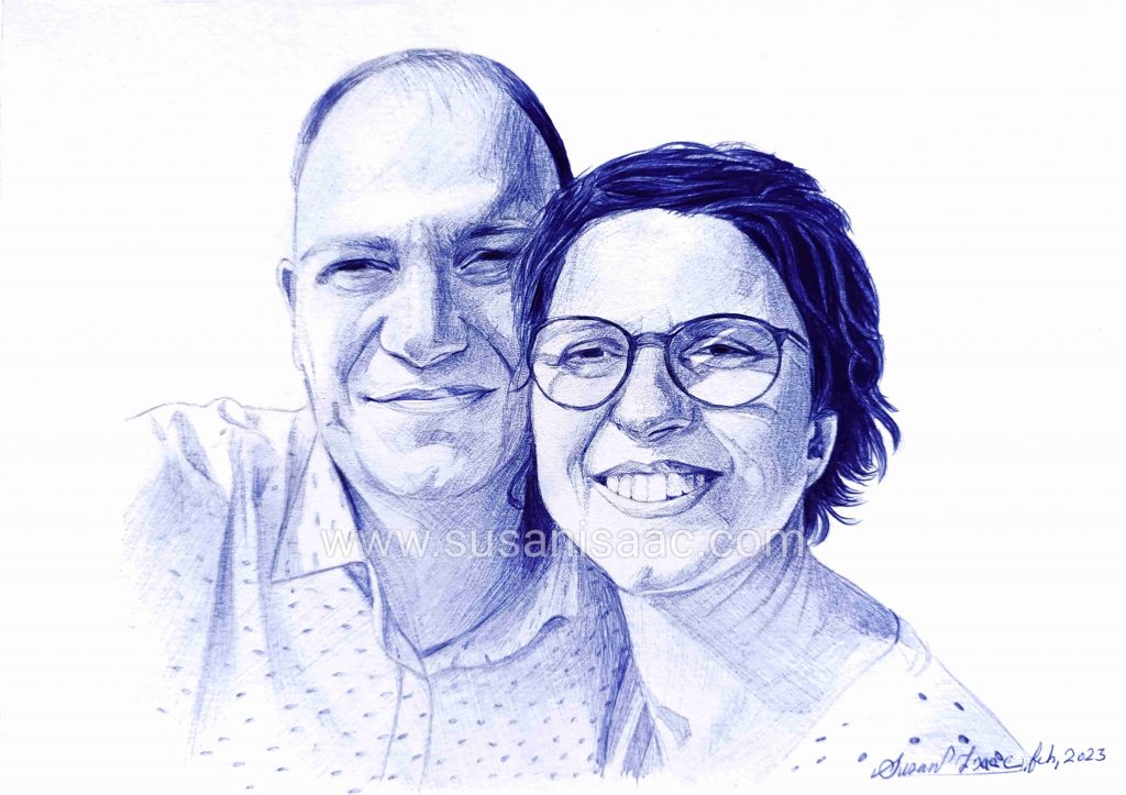 Retrato bolígrafo de pareja